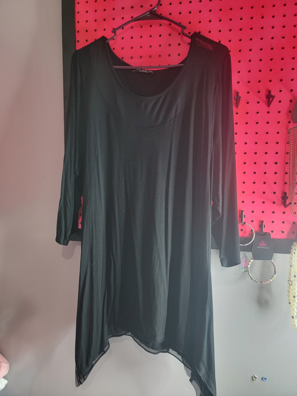 Women's Black Asymmetric Hem Tunic Top - Brand Unknown